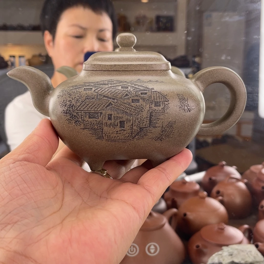 孤***鸦茶壶紫砂青段传炉300cc