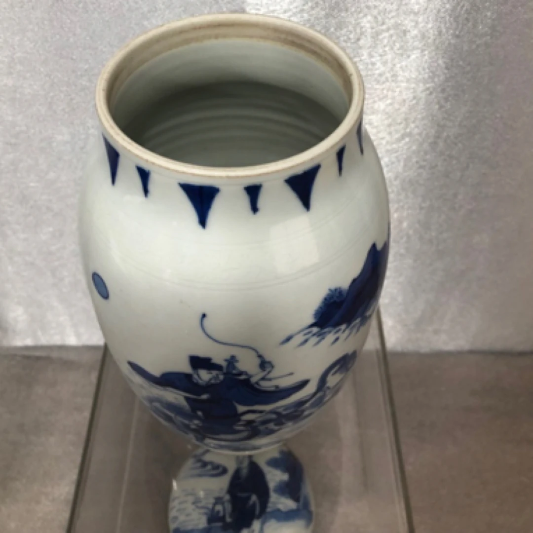 青花人物陶瓷莲子罐