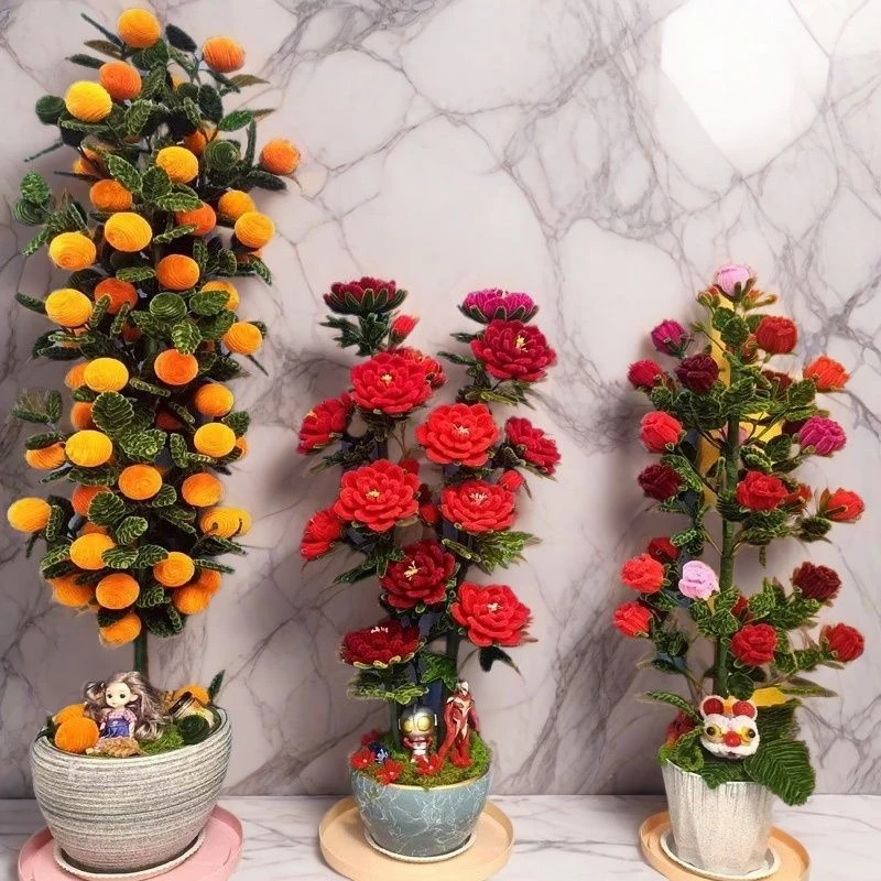 扭扭棒牡丹花落地桶大型家居摆件手工diy材料包全套客厅装饰幸福