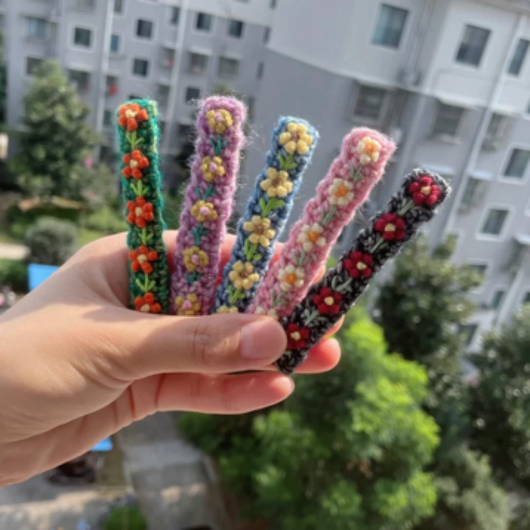 手工编织刺绣小花鸭嘴夹