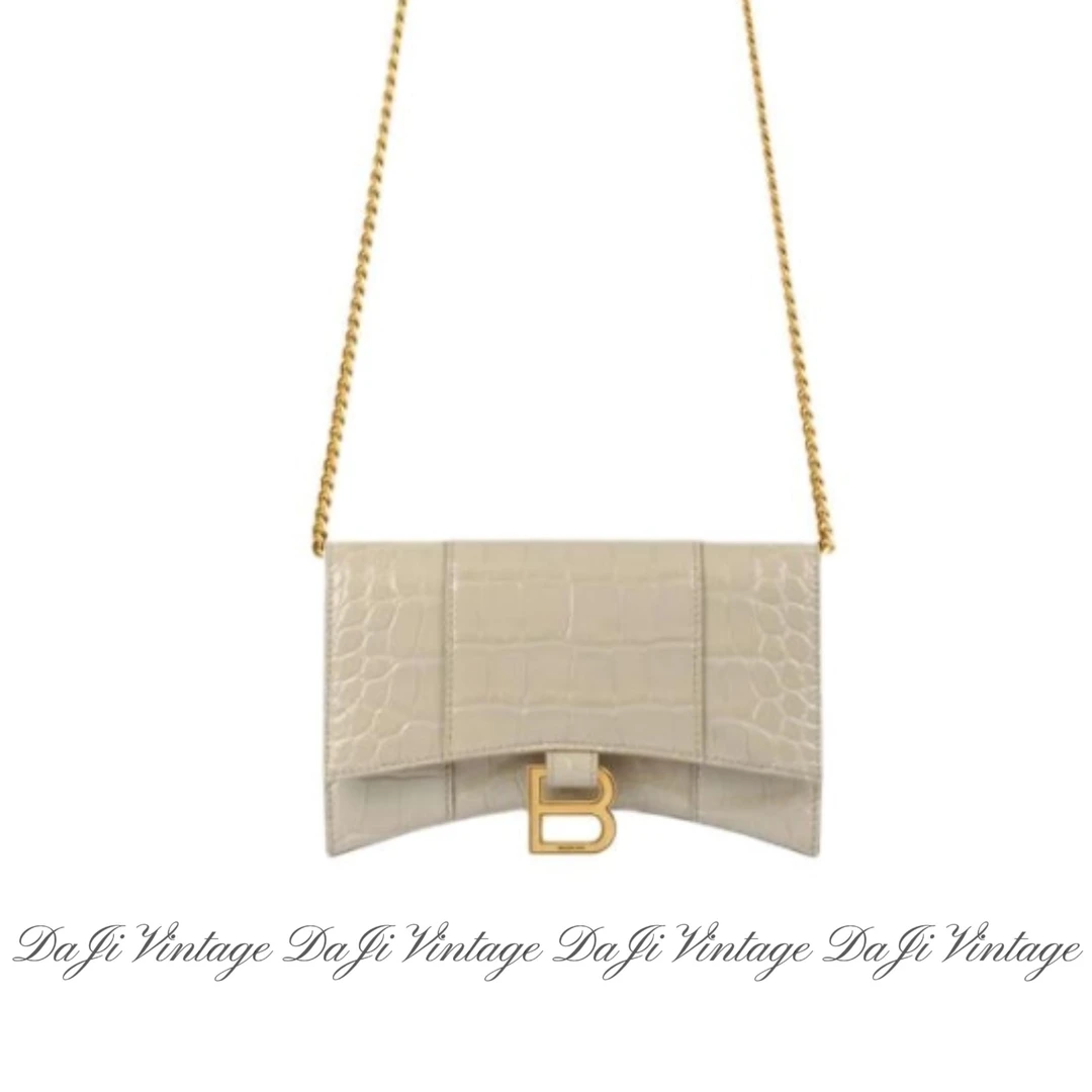 99新 Balenciaga/巴黎世家 大吉中古3/巴黎世家鳄鱼纹奶白沙漏woc