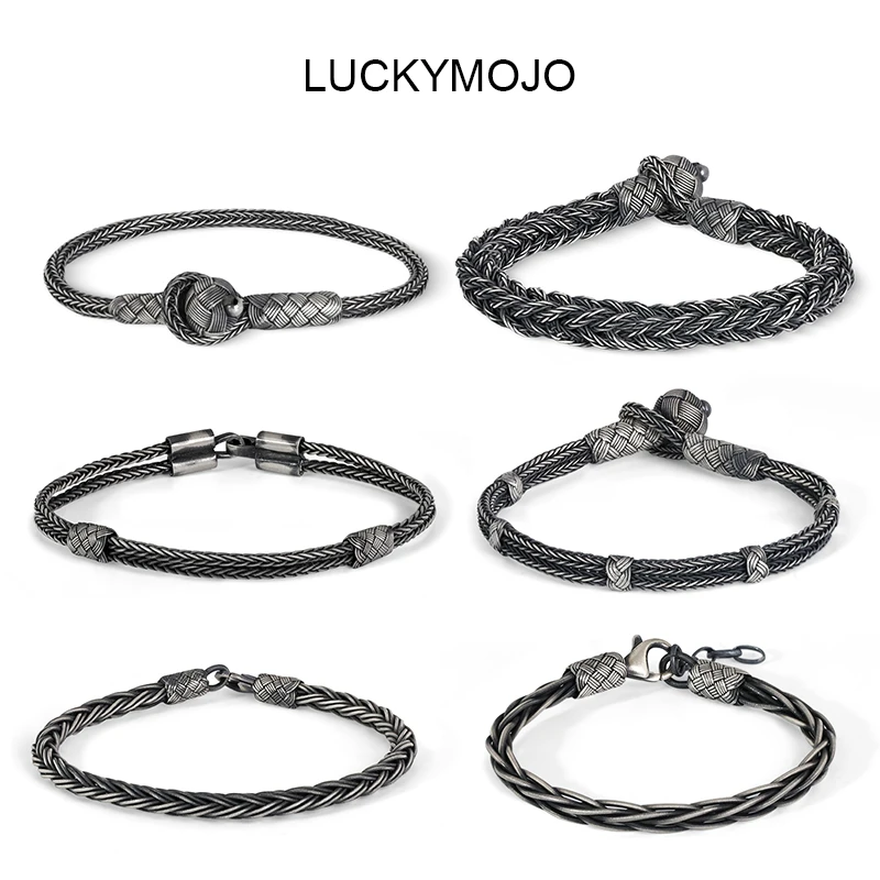 LUCKYMOJO 足银手链 【宠粉款 现货现发】手工编织时尚小众手链耳环