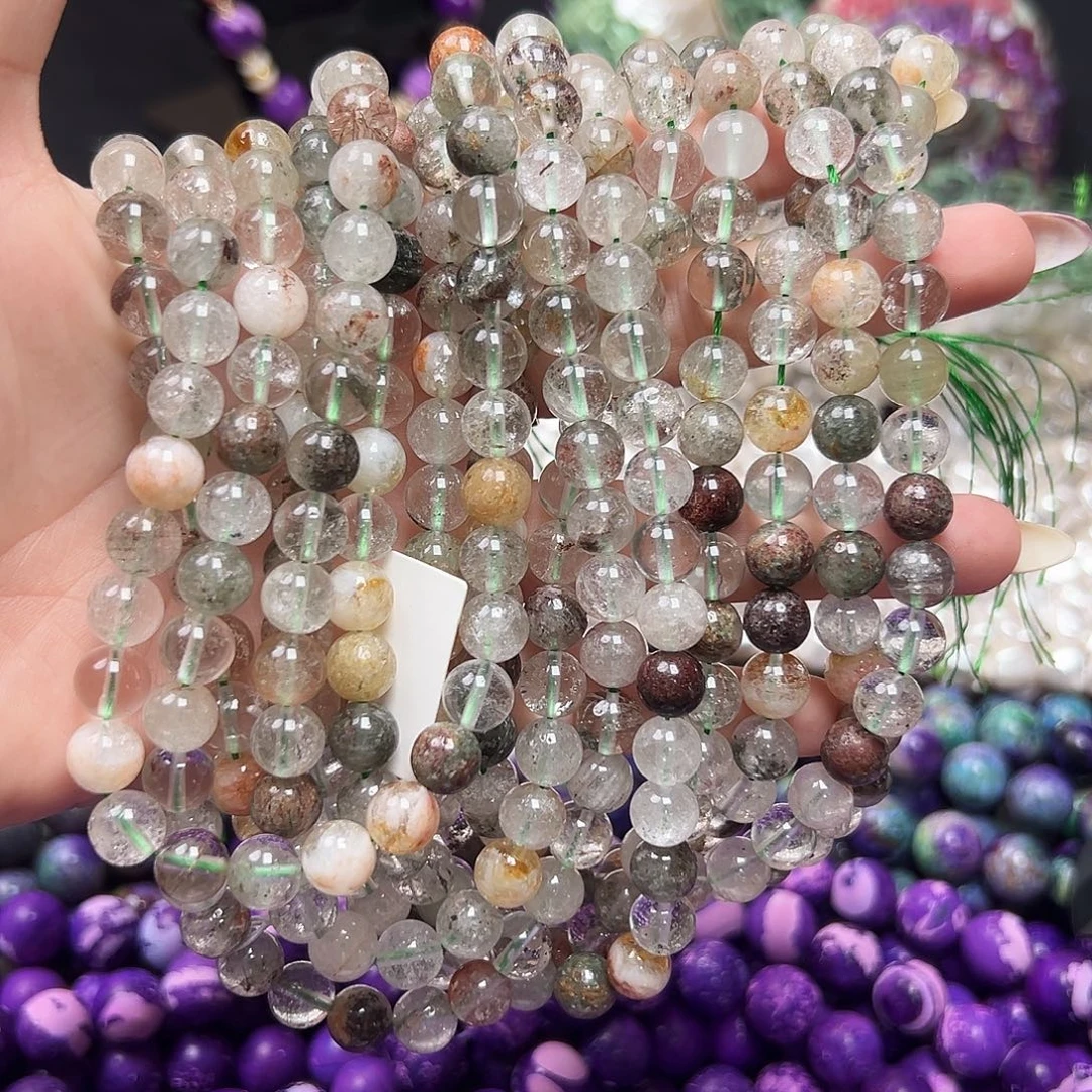 玛瑙/玉髓足银镶嵌珠宝半成品m199 8.7m 绿幽灵水晶 一条