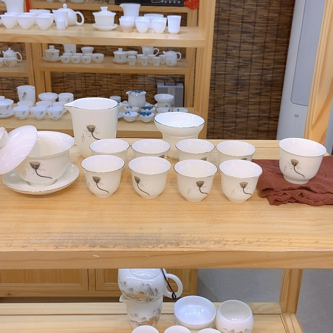 羊脂玉瓷茶具套装