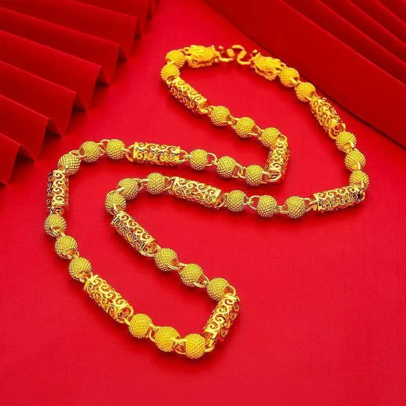 24-KK55 时尚气质款古法古巴路路通黄色项链