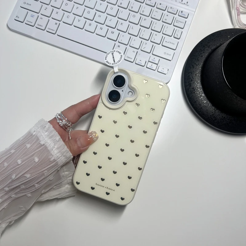 黄心心满屏适用苹果16promax手机壳15pro max适用iPhone14/13硬壳