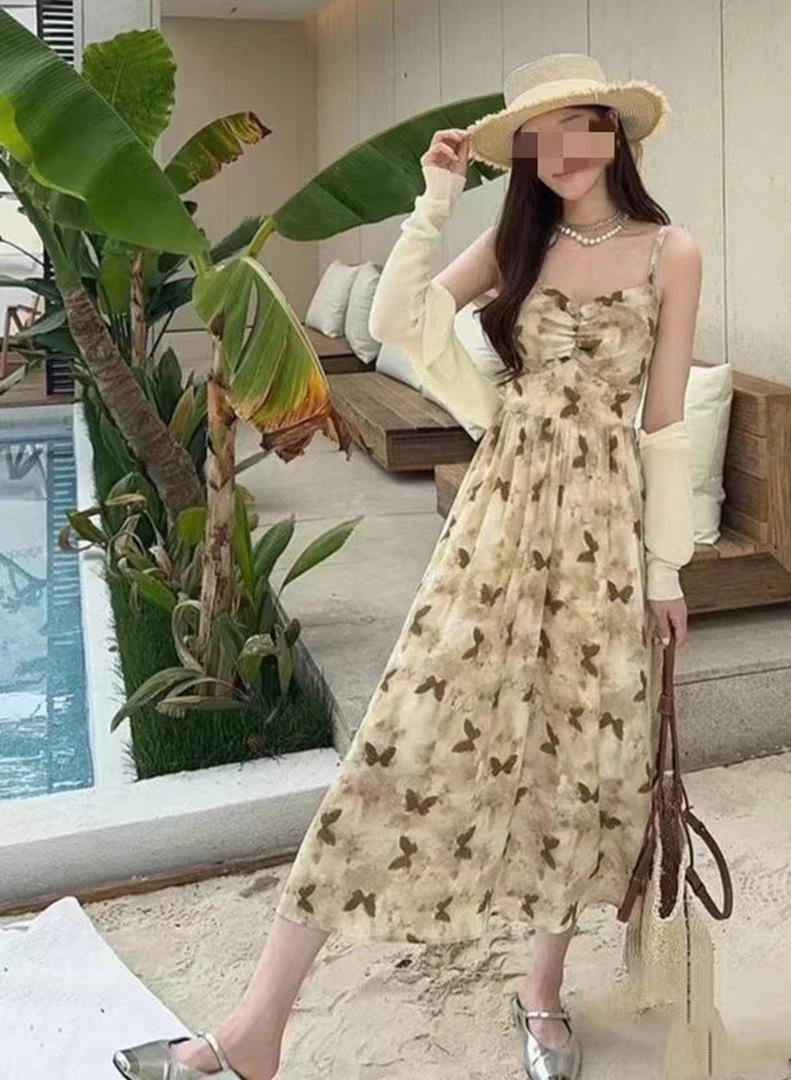 静姐 法式甜美韩版吊带连衣裙25112