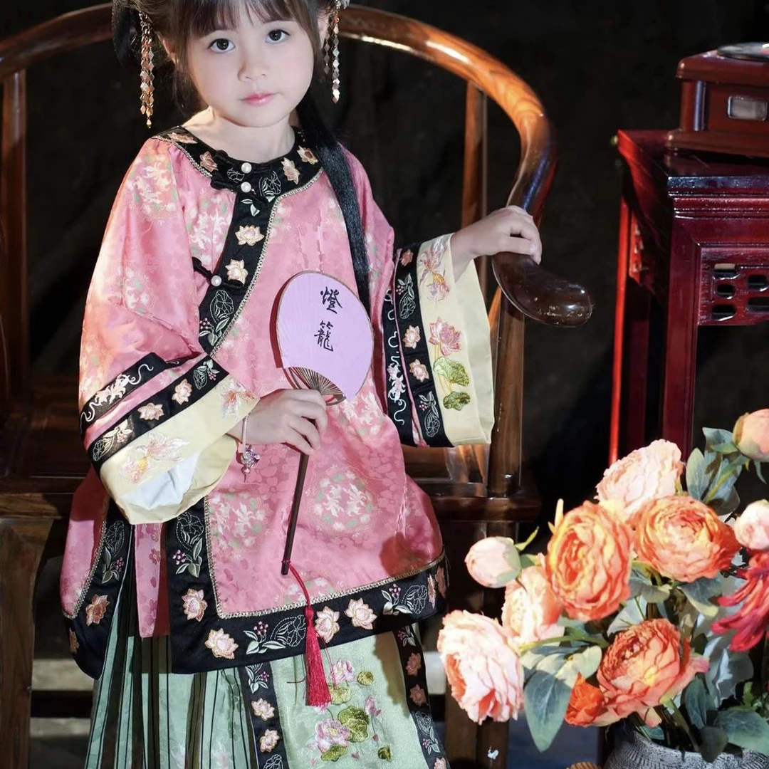 儿童汉服清汉女印花款库存默认瑕疵不退换