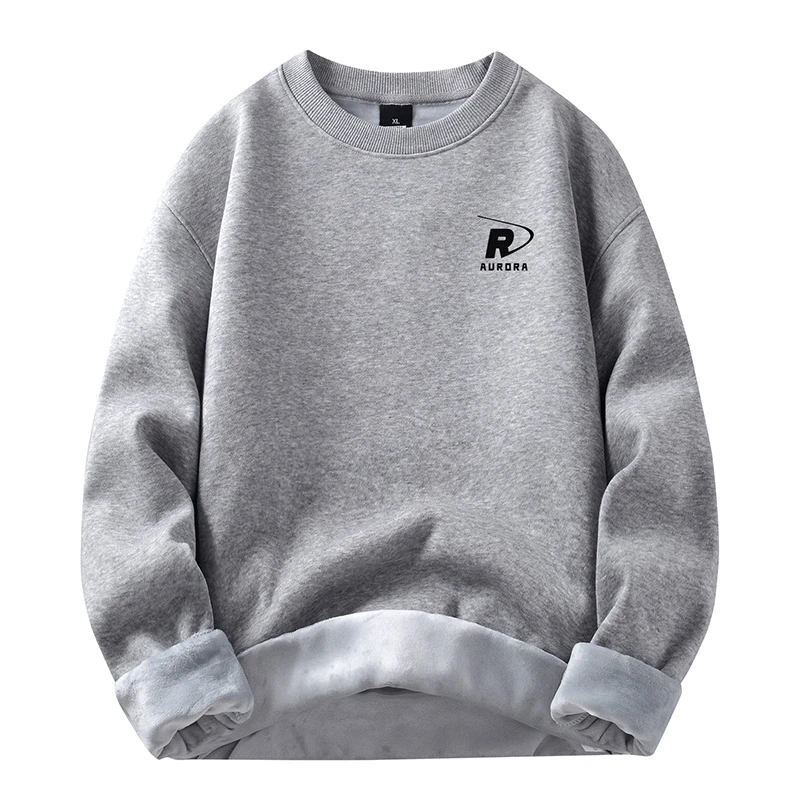 加绒加厚短款卫衣2025男士打底衫内搭宽松上衣秋冬款休闲保暖衣服