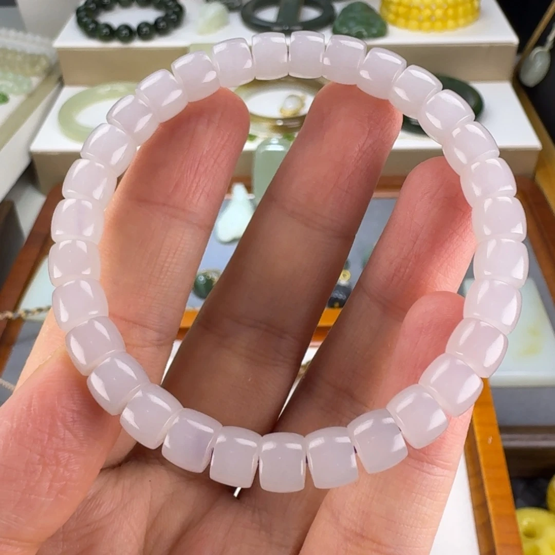和田玉未镶嵌手串和田玉烟紫精工手串