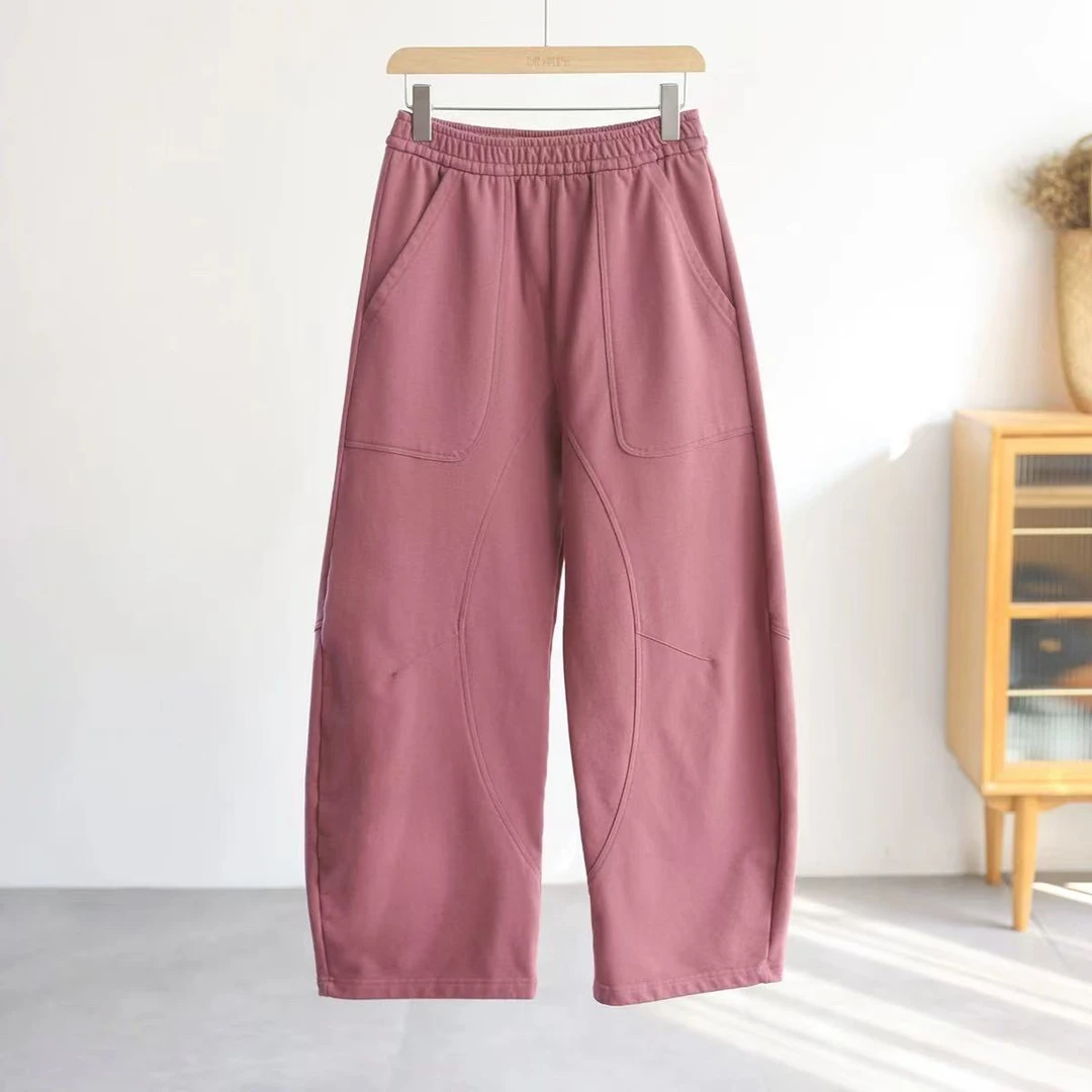 2025新款慵懒风女士弯刀休闲彩色裤，67312