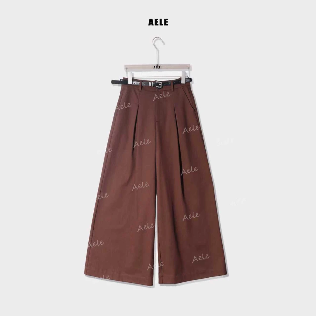 AELE复古显瘦高腰直筒垂感宽松阔腿裤时尚百搭休闲裤K853 2228 AD
