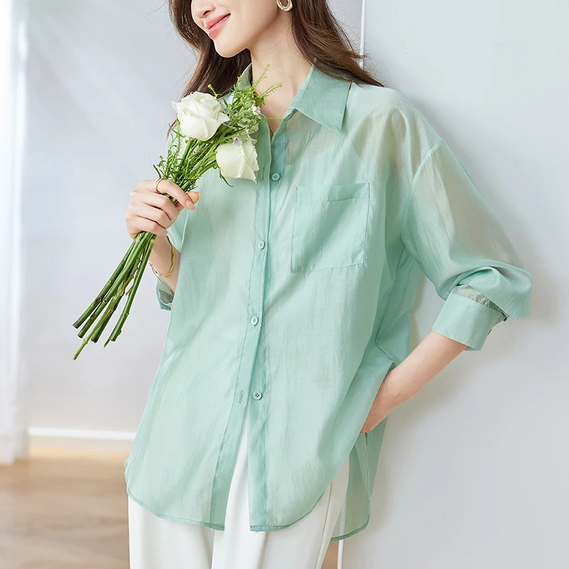 大码衬衣胖mm高级感夏装防晒衫2025新款时髦洋气百搭显瘦衬衣薄款
