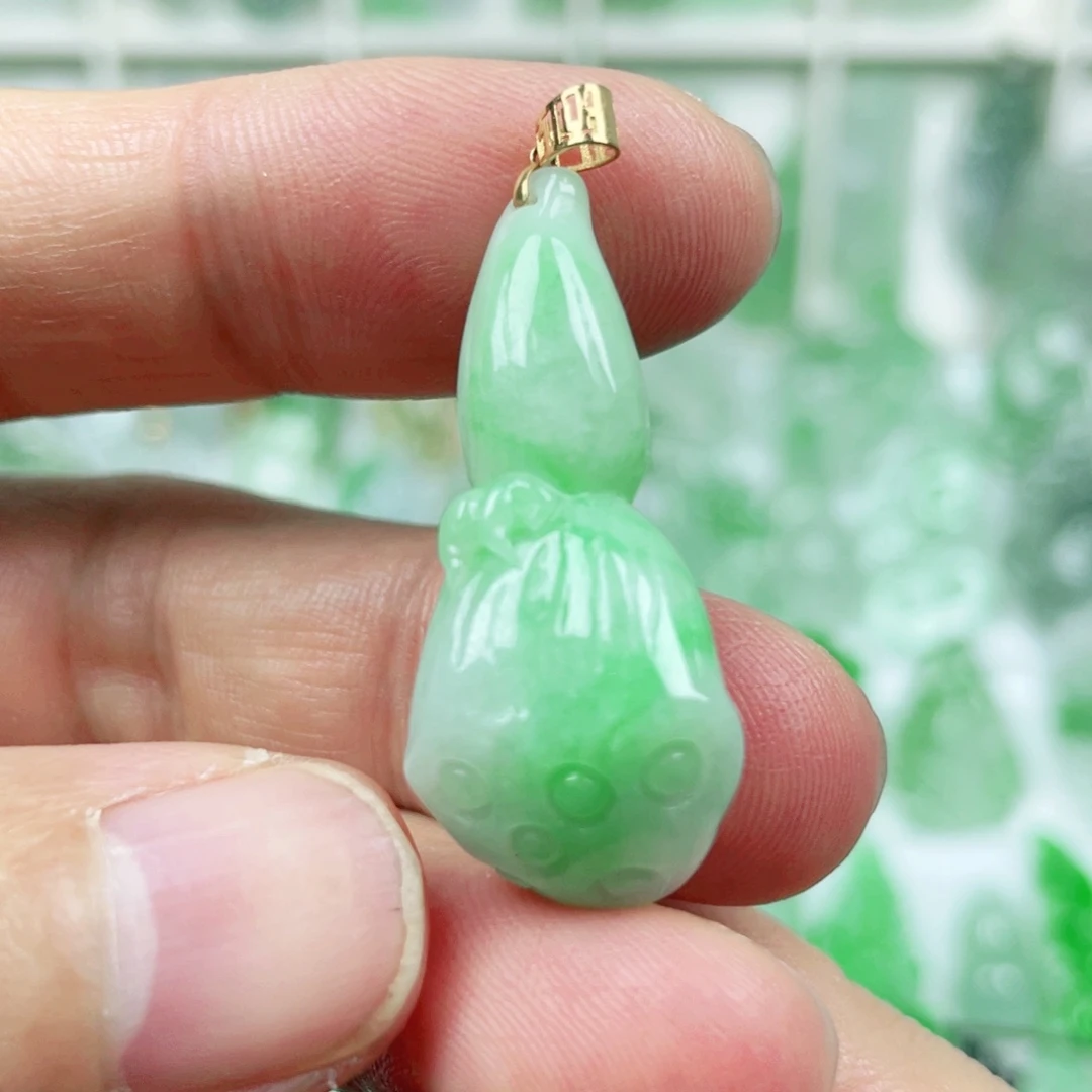 翡翠18K金镶嵌吊坠(不含链)