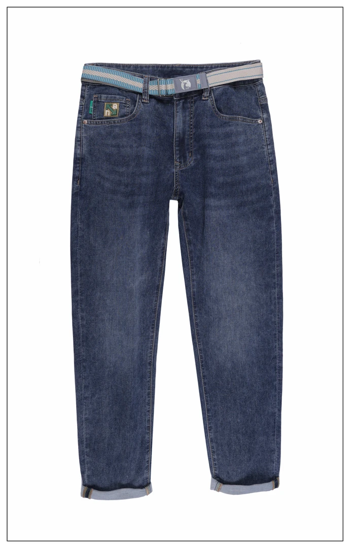 JPTHOME夏极简风尚男士合体版猫须擦白洗水牛仔九分裤2424103036