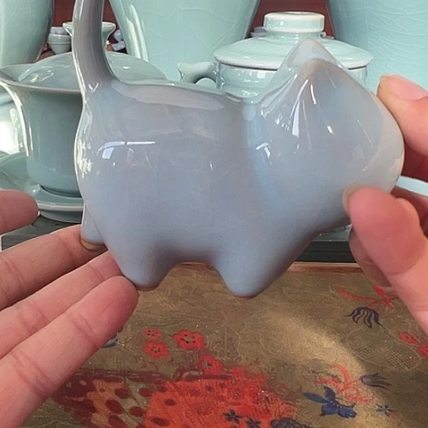汝瓷天青小猫摆件福利