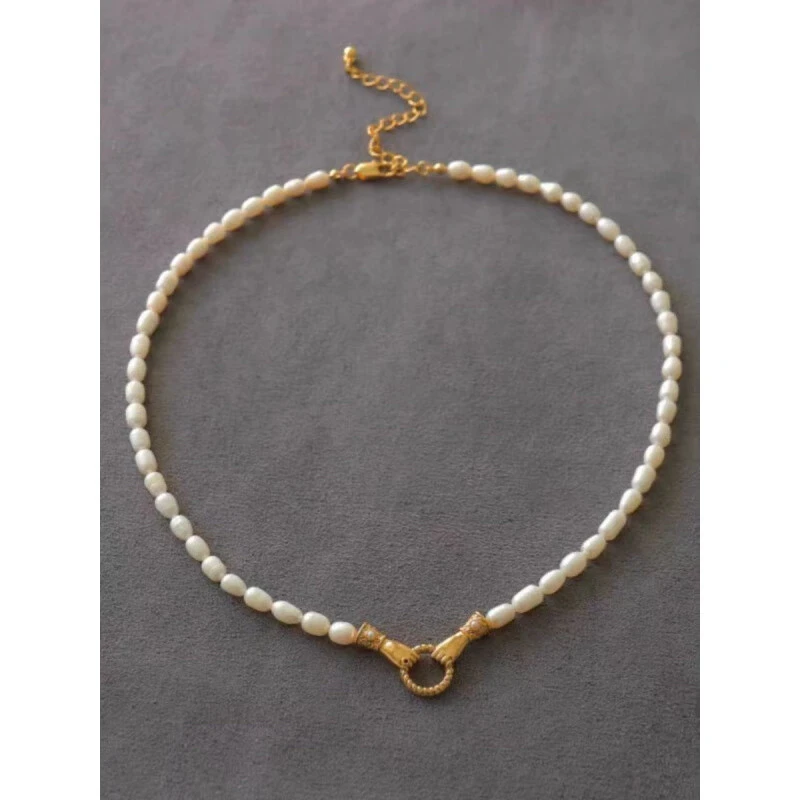 非金属仿珍珠项链 【婷猫儿团队】女款小米珠锁骨链轻奢小众设计