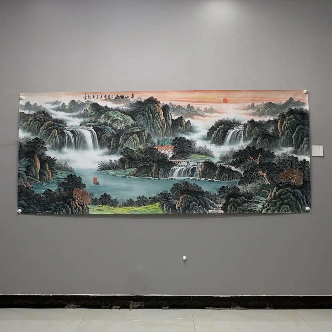 国画横幅八尺精品山水贾敏