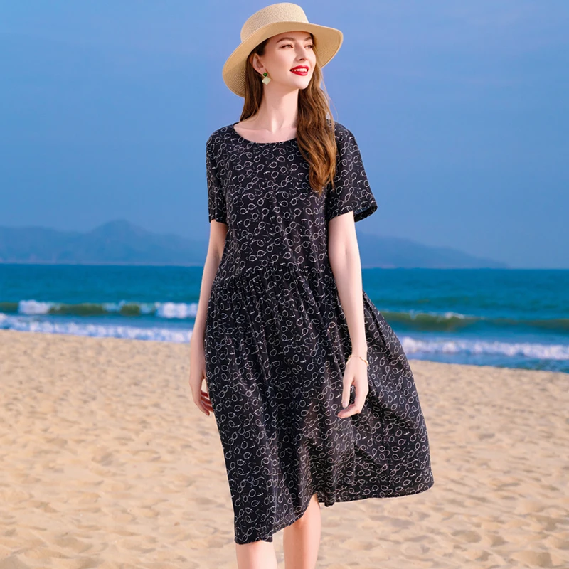 女装连衣裙桑蚕丝妈妈装夏季气质时尚连衣裙662