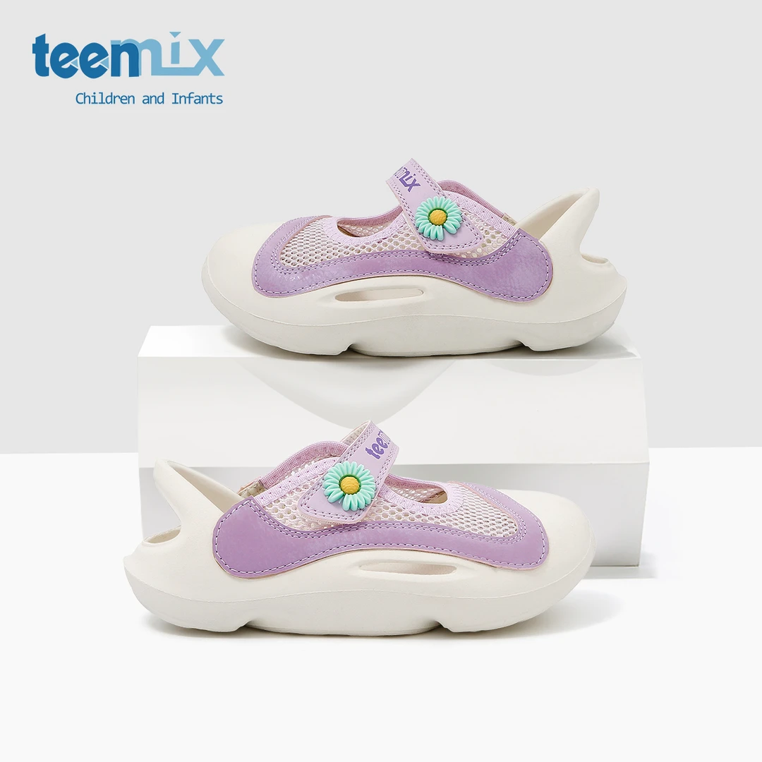 天美意夏季女宝包头防滑吸汗冰爽凉鞋中大童魔术贴机能鞋5823