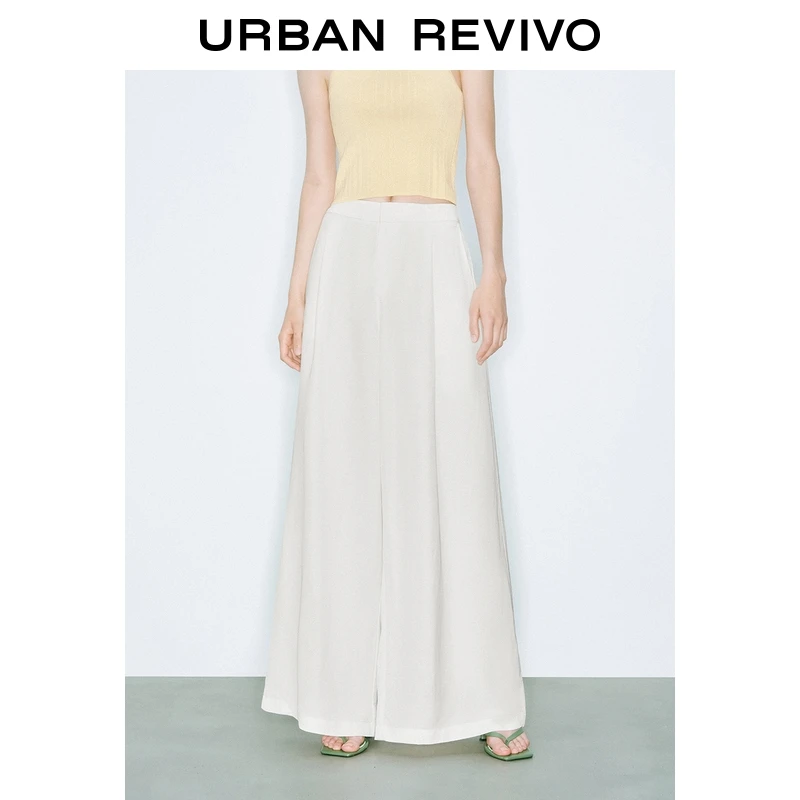 UR2025夏季新款女装时尚气质通勤垂感褶饰阔腿裤UWG650050