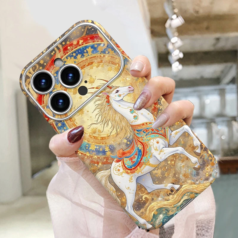 敦煌云纹马适用苹果17promax手机壳iphone16pro极繁古典15pro外壳