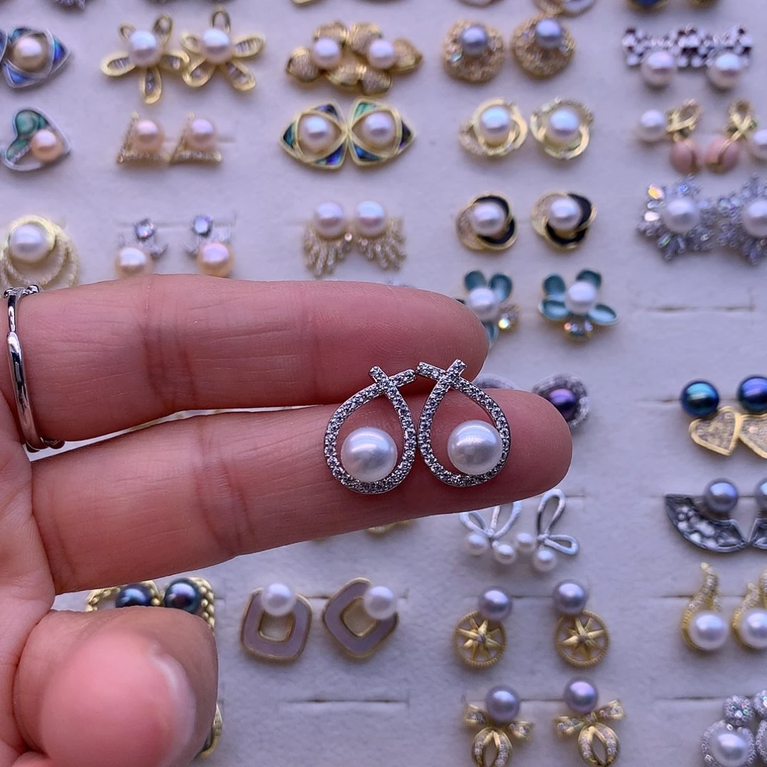 淡水珍珠耳饰合金