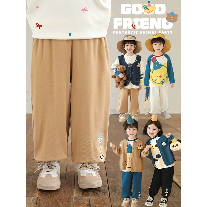 【25年春二波】男童玩转幼儿园 原创立体刺绣 宽松好穿束脚裤C3101