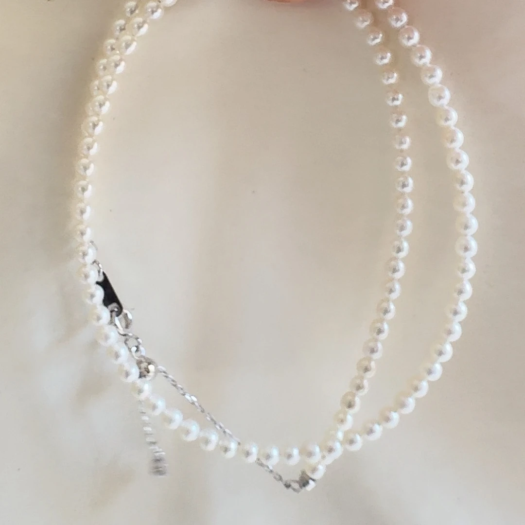 淡水珍珠银S925镶嵌颈饰3-4mm