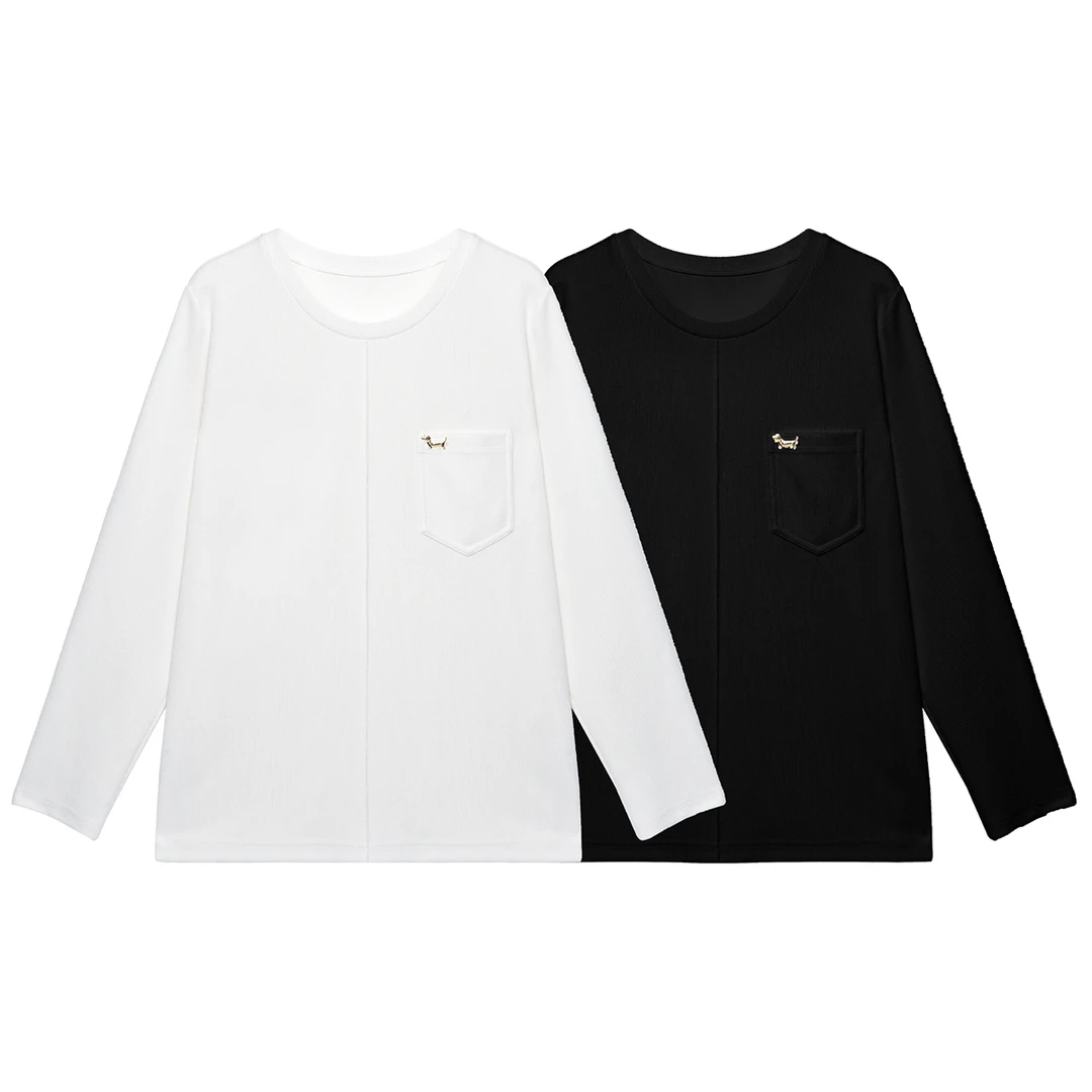 金雀绫【小金狗】舒适长袖慵懒设计款加宽加大长袖T恤SZA3SL697