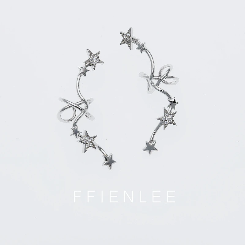 925银莫桑石耳饰 <祈愿少女> 莫桑繁星耳夹INS风无耳洞耳骨夹