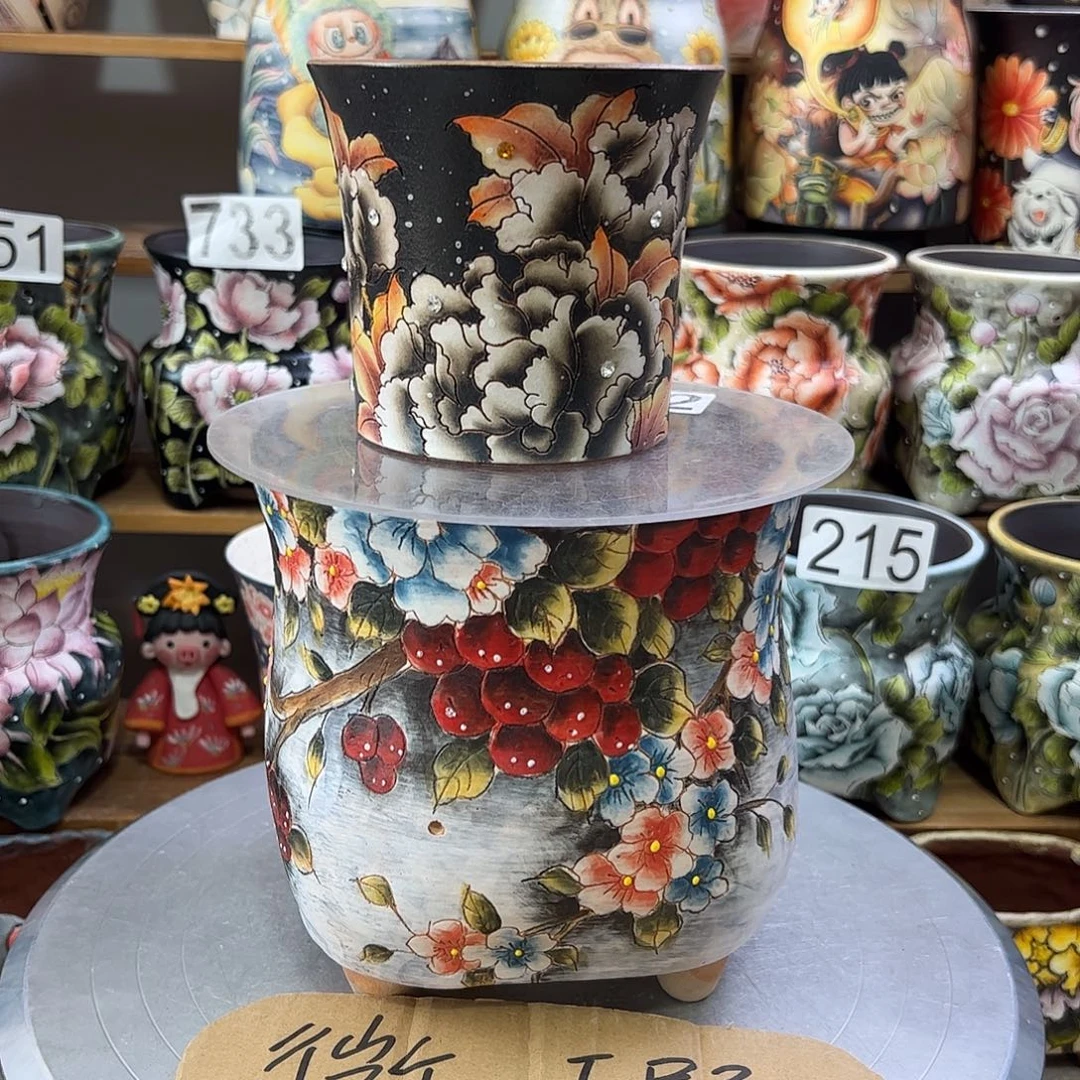 景德镇炫彩手绘景德镇陶瓷花盆