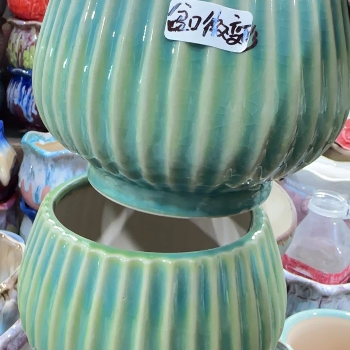 凑9块包邮，有孔，陶瓷花盆