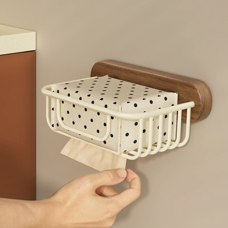 胡桃木美拉德卫生间纸巾盒免打孔高端实木抽纸卷纸厕纸架厕所收纳