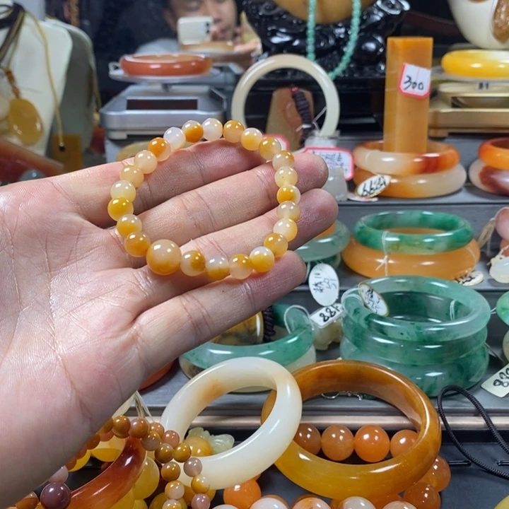 石英质玉（黄龙玉）合金手镯