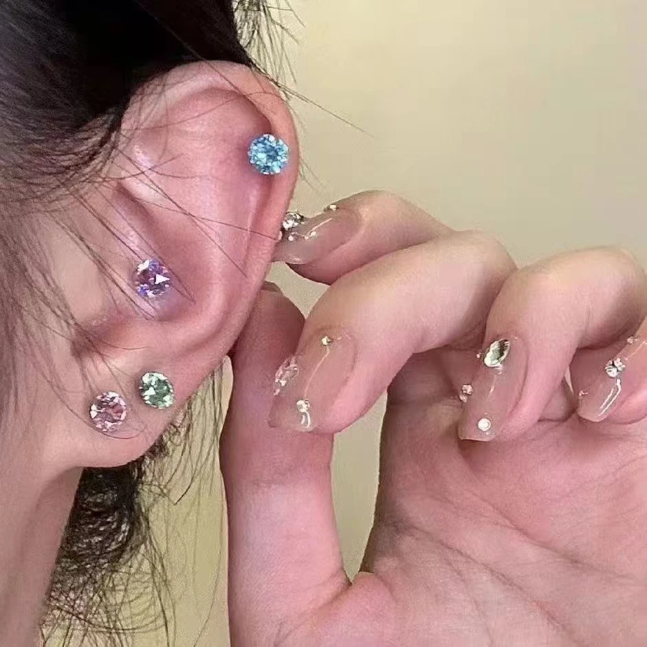 钛钢亚克力耳饰 对对碰丨爆闪气质钛钢防过敏百搭耳钉轻奢简约