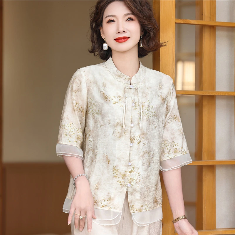 新中式国风棉绸荷叶边流苏新款上衣复古中国风夏季气质时尚短款