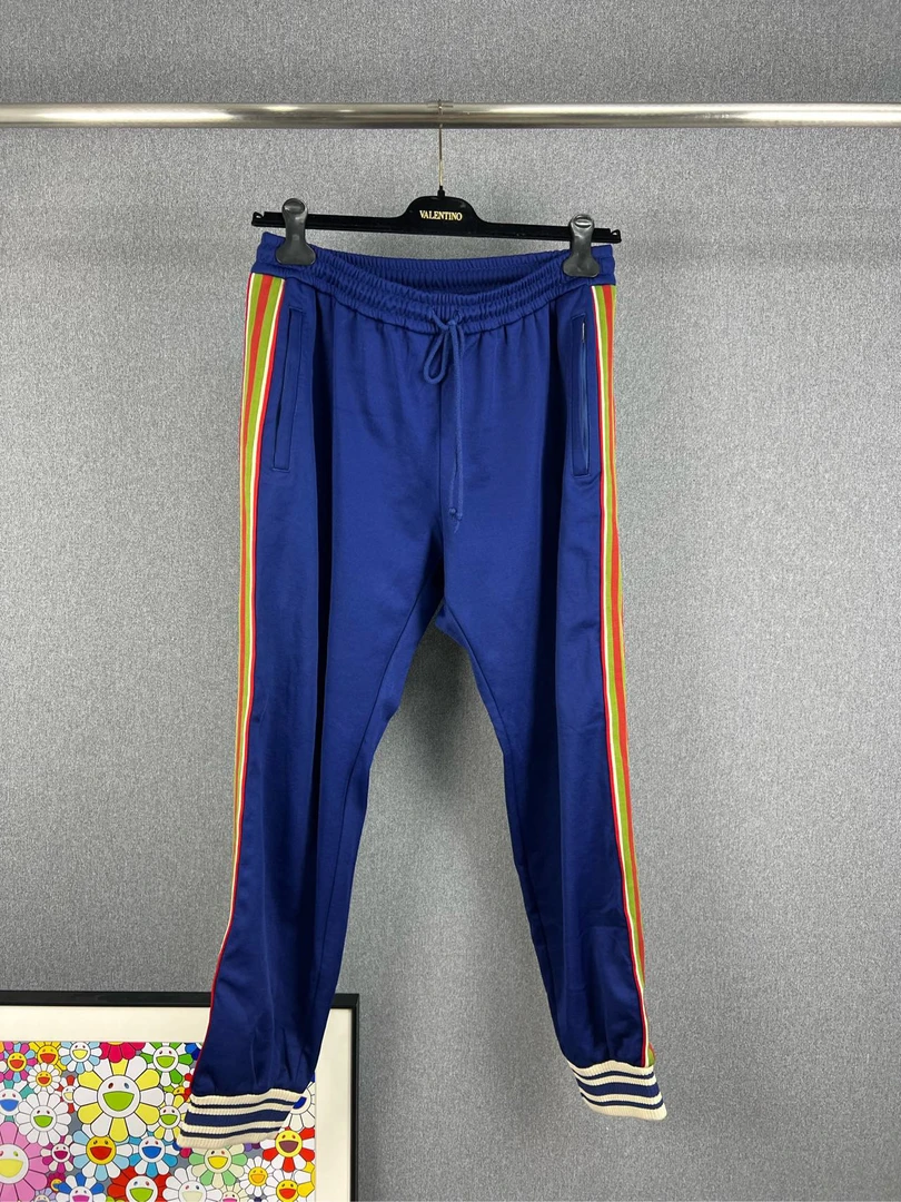 95新 GUCCI/古驰 GUCCI古驰红绿条纹刺绣长裤 XL码 98新A11571