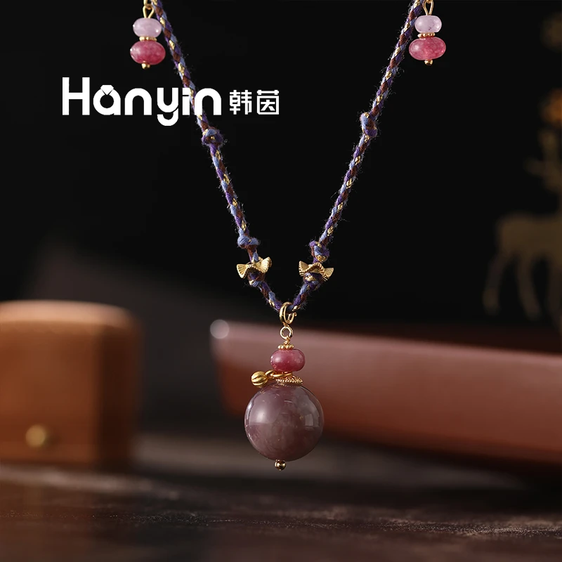 18mm生长纹紫水晶葫芦星月之恋马上有钱花不掉色水晶项链