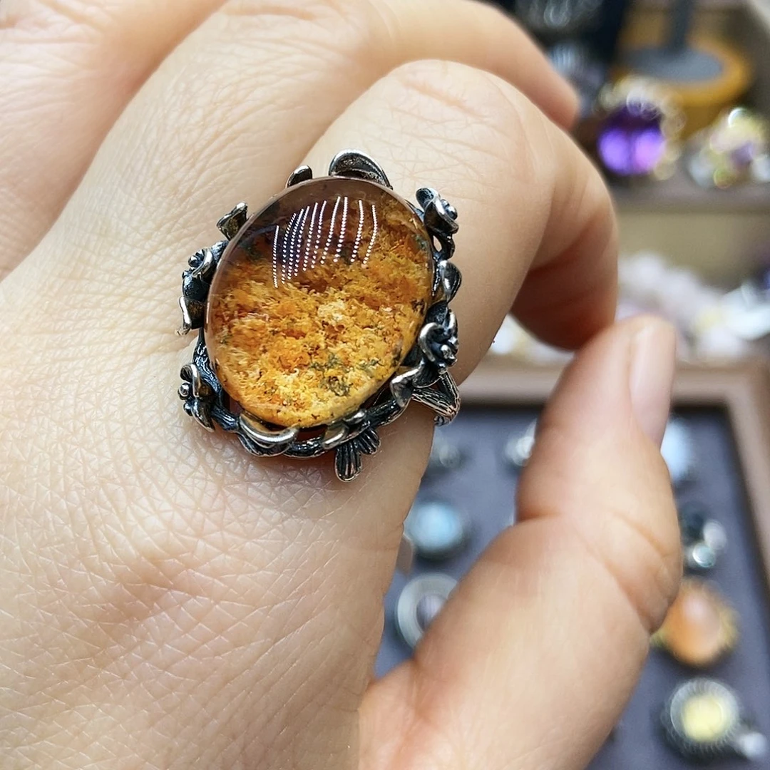 水晶戒指银S925镶嵌快***敏