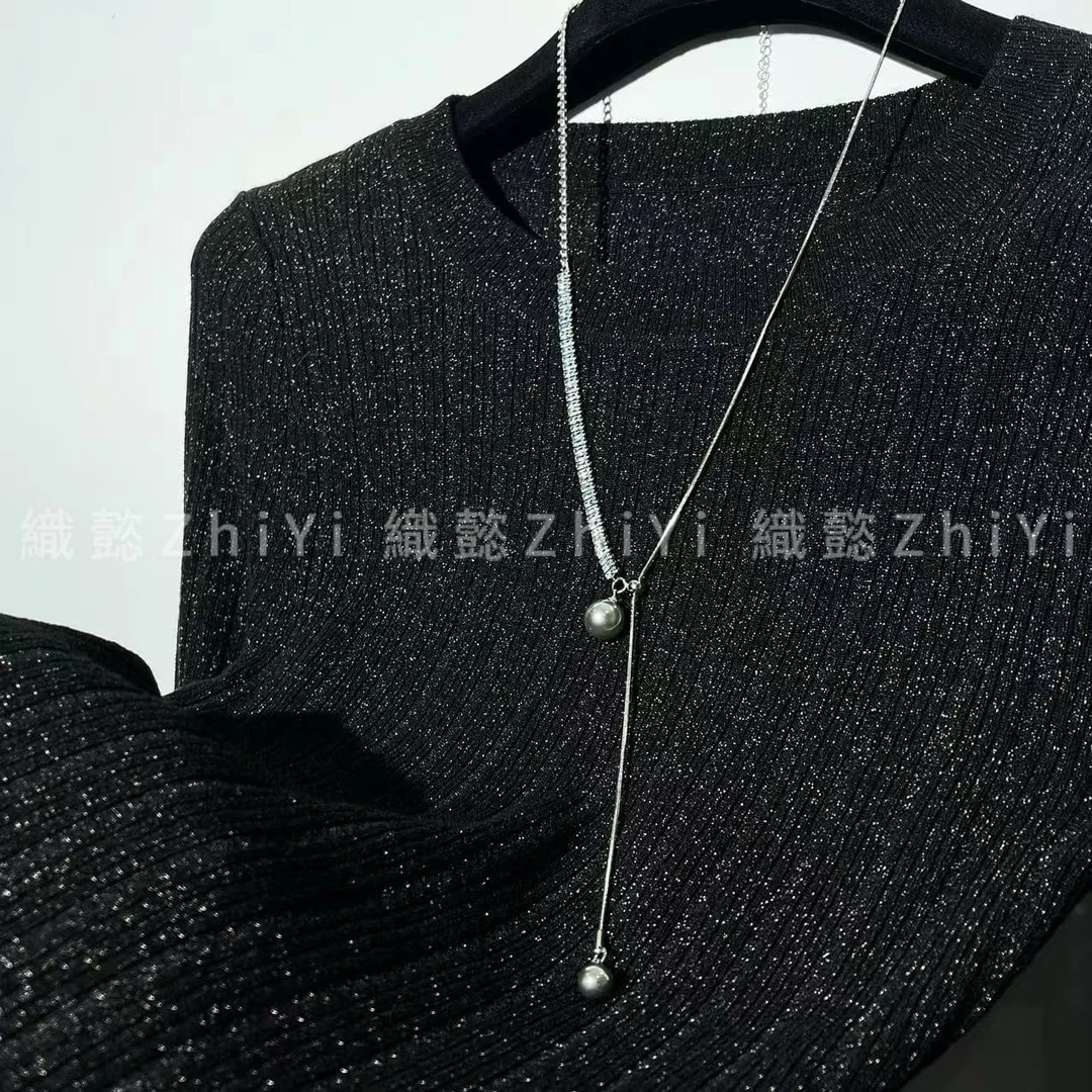 織懿ZHIYI •（黑珍珠）2025意大利进口水晶纱时尚百搭显瘦上衣