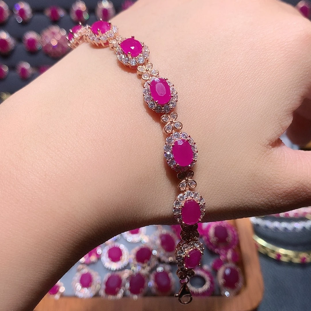 红宝石手链银S925镶嵌