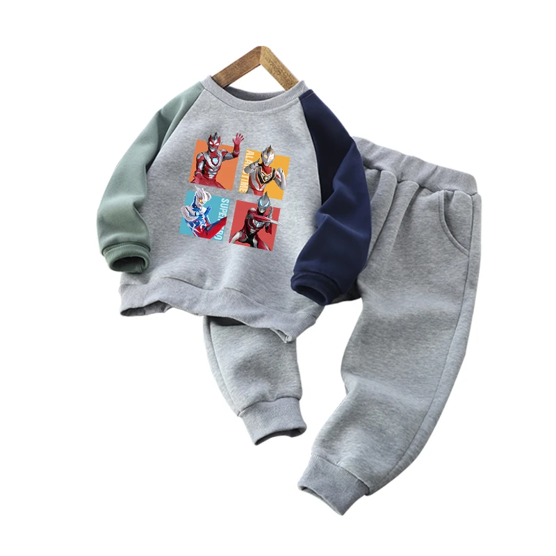 奥特曼春秋儿童圆领卫衣套装中小童纯棉运动服男童新款两件套春装