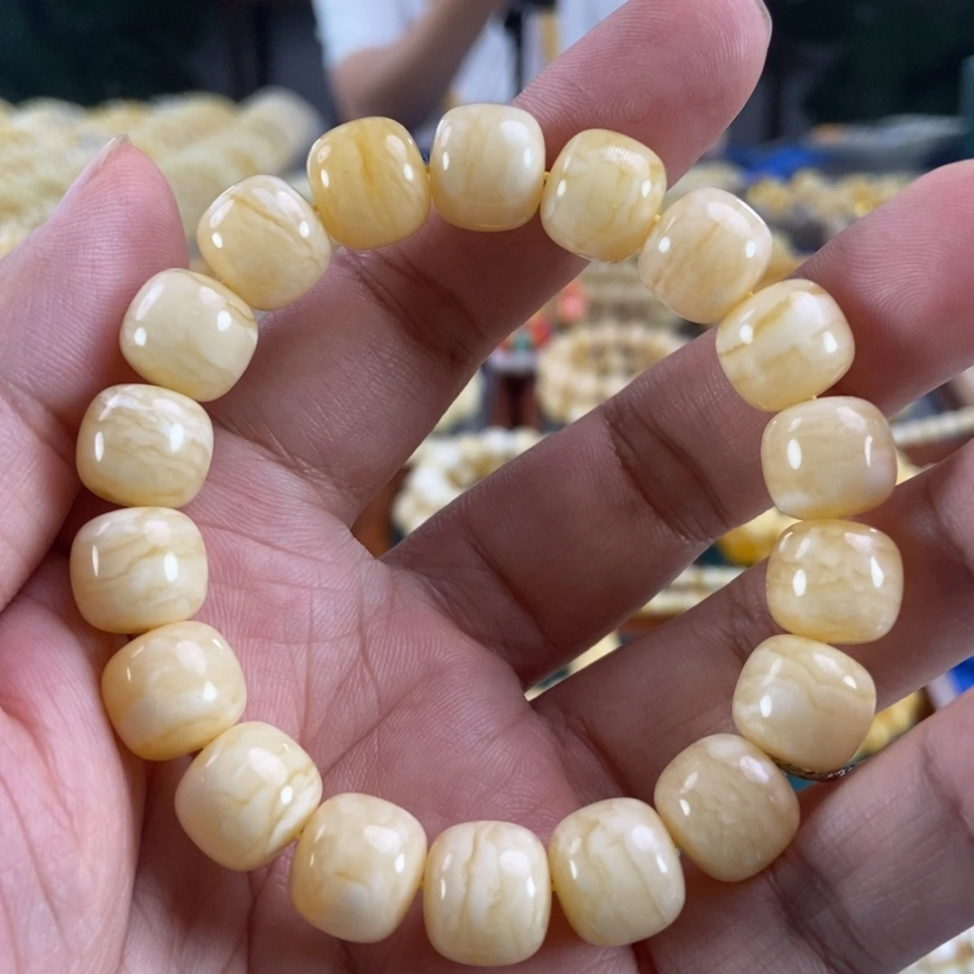 琥珀未镶嵌珠宝奇石12虎皮纹同料串20.01