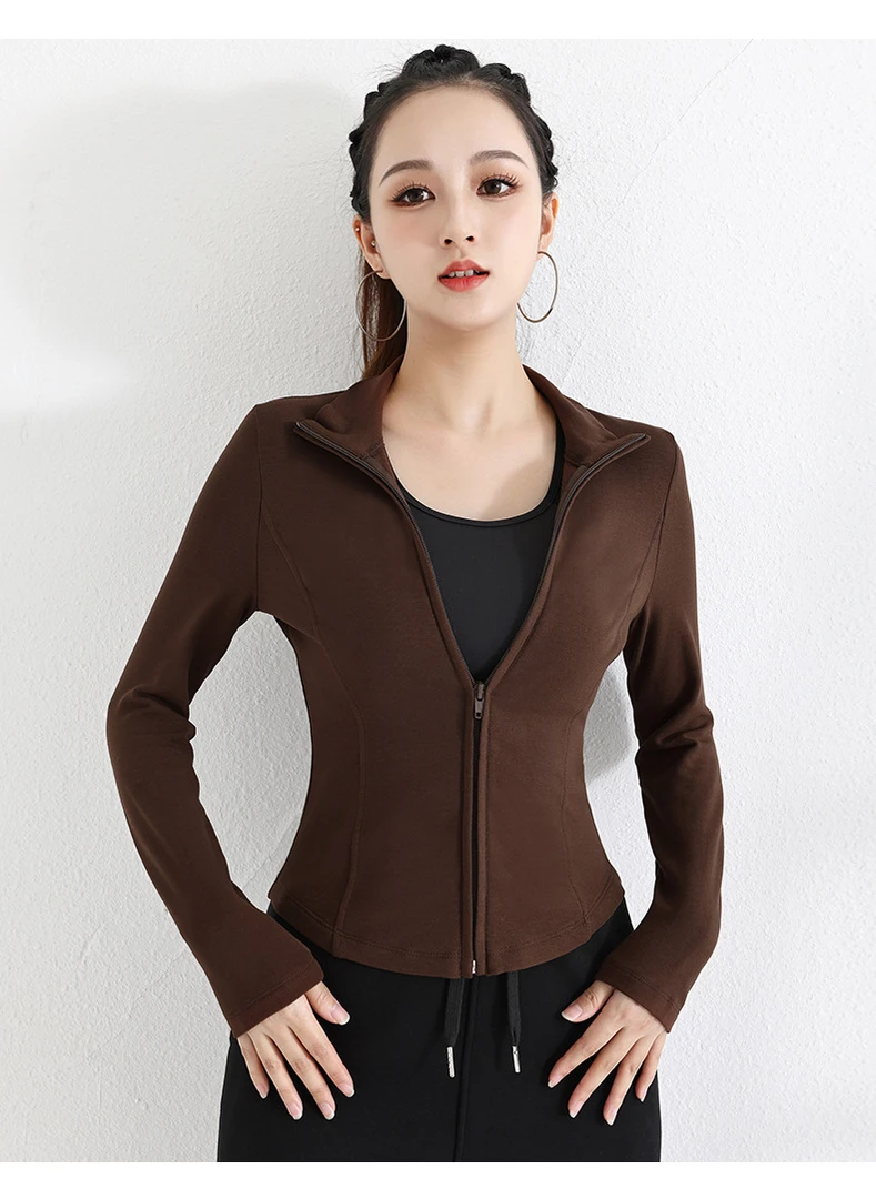 新款女款秋冬加绒运动休闲广场舞水兵舞拉链开衫