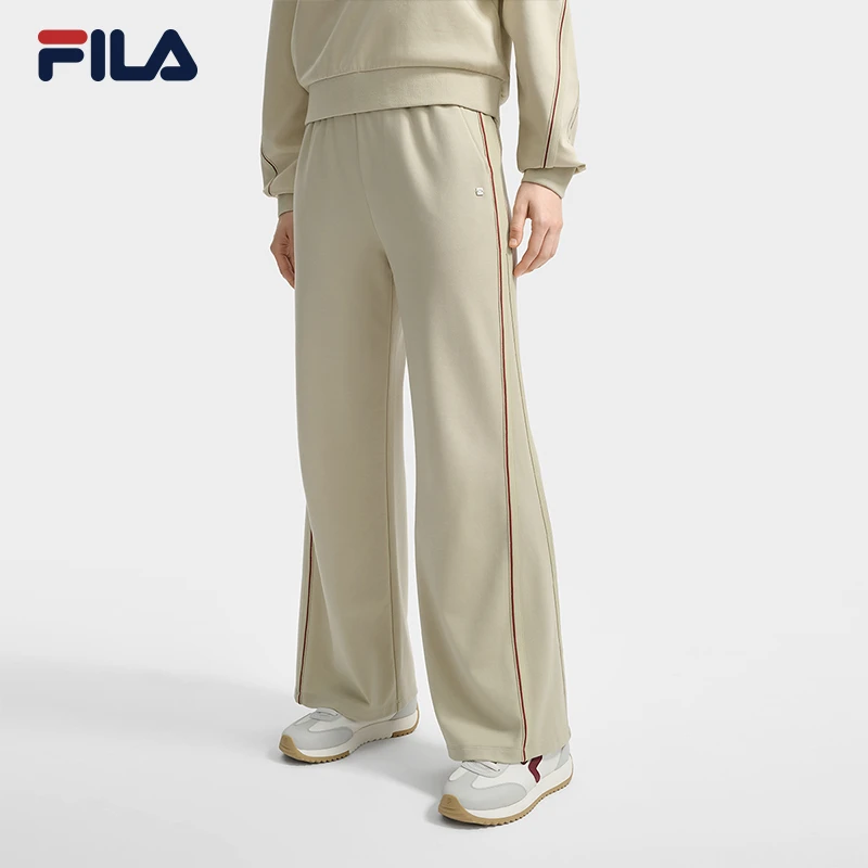 斐乐女士针织长裤2025秋新款时尚休闲简约舒适阔腿裤F11W533601F