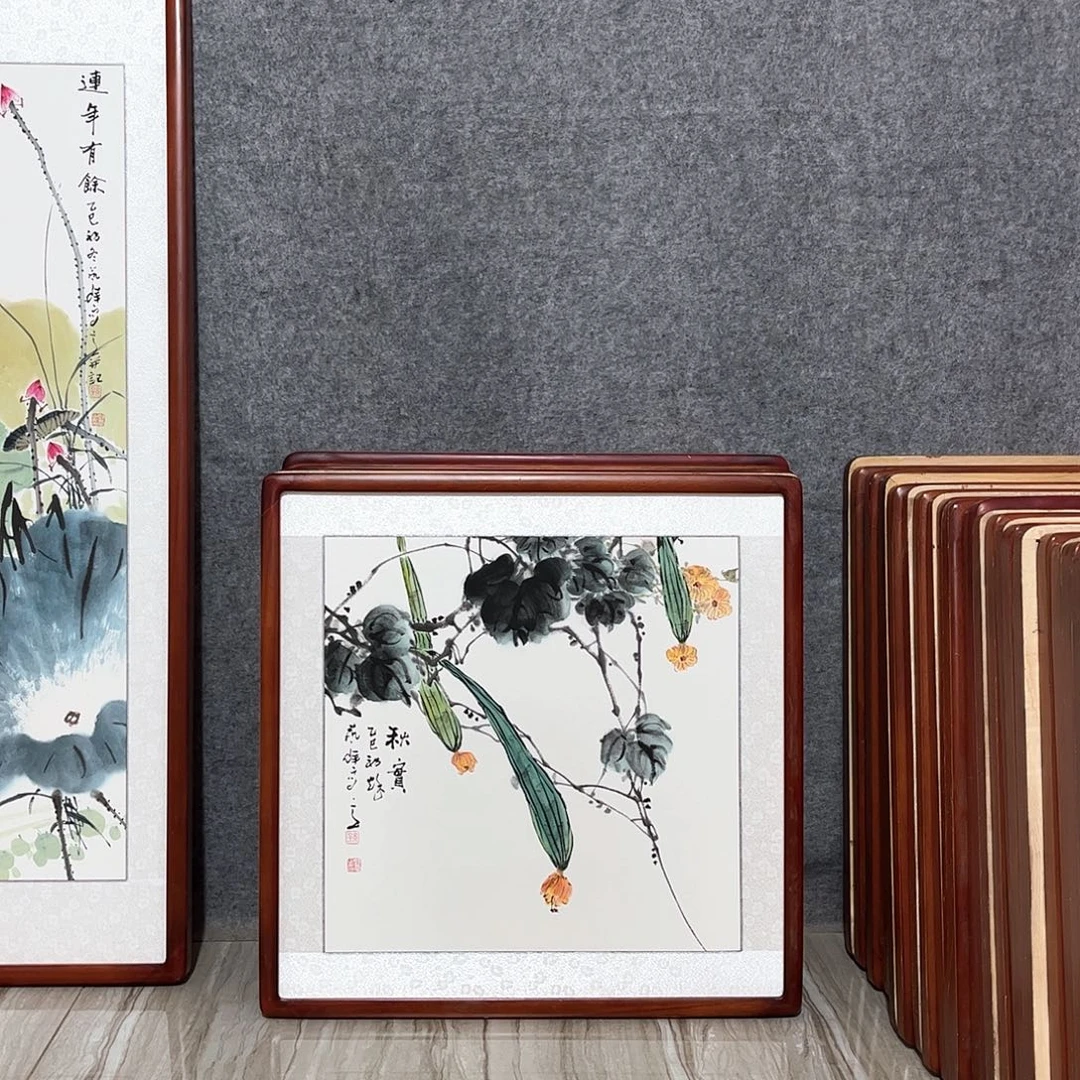 国画书画作品带框63×63