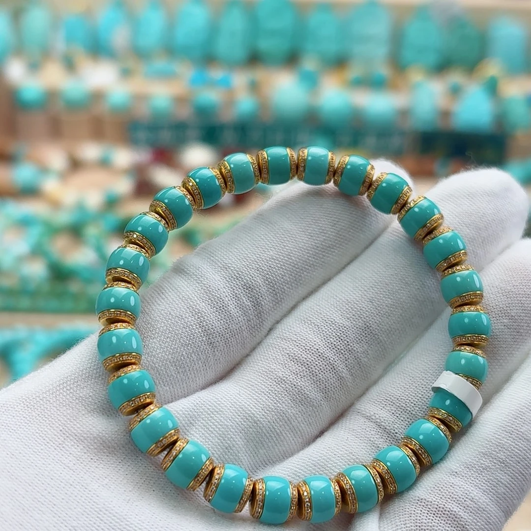 绿松石18K金镶嵌珠宝奇石6.7