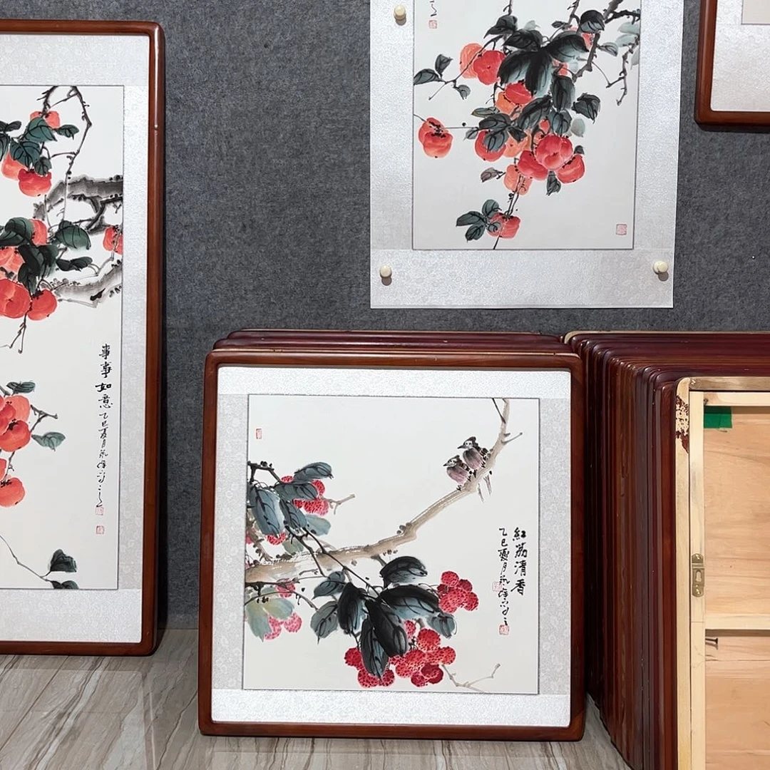 国画书画作品带框63×63