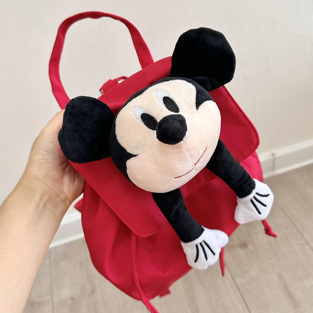 红色米奇双肩背包小学生初中女生高中生书包通勤高颜值轻便大容量